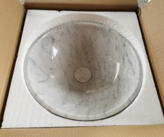 Carrara White Honed Basins Round Design Italy Marble