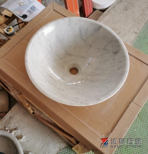 Carrara White Honed Basins Round Design Italy Marble