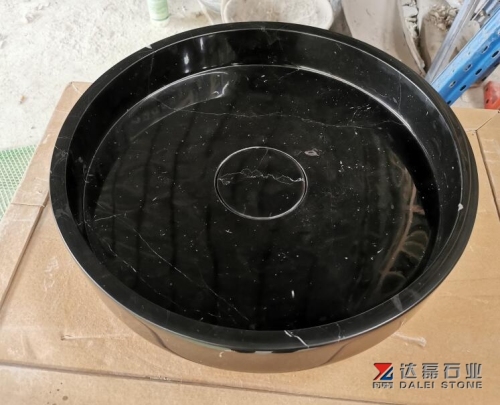 China Marble Nero Marquina Black Color Basins Sinks For Bathroom