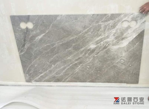 Maya Grey Stone Marble Kitchen Island Countertops Sinks