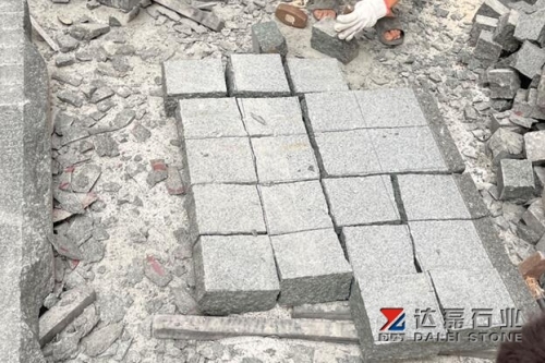 Black Basalt Cube Stone Top Flamed Other Sides Natural Split