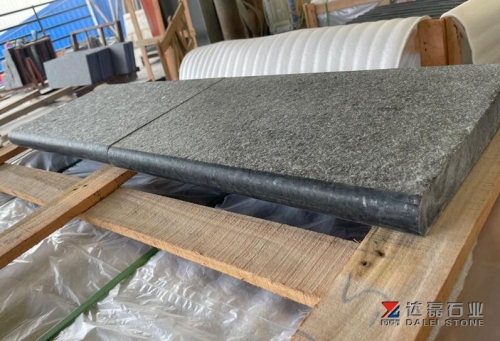 Angola Black Basalt Swimming Pool Coping Tiles Flamed Honed
