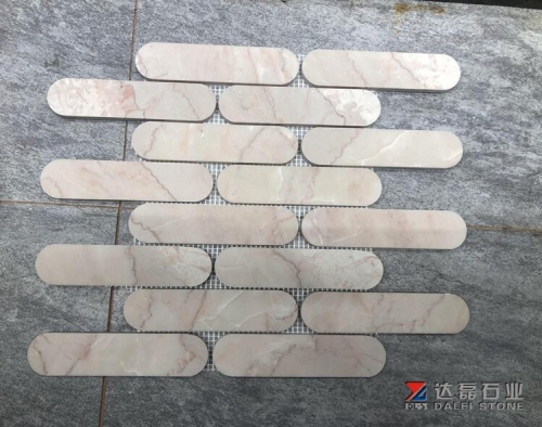 Cream Rose Pink Marble Bathroom Mosaic Tiles