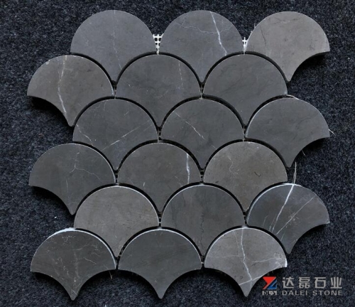 Black Grey Marble Polished Mosaic Tiles Art Mosaic Tiles