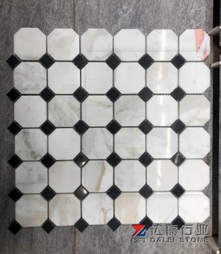 Calacata Marble Mosaic Tiles For Bathroon Wall