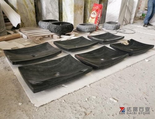 Black Granite Square Wash Basins Sinks For Bathroom