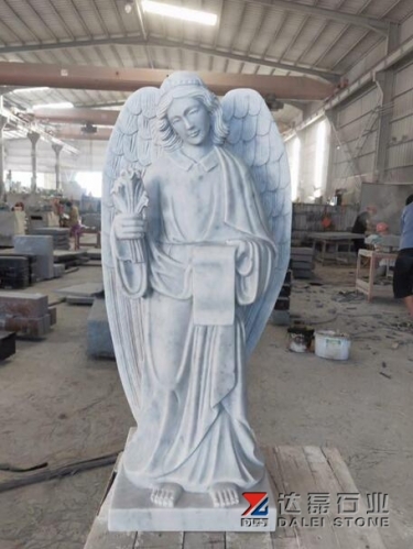 Grey Granite Angel Statues For Monument