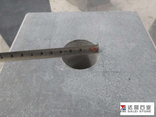 Blue Limestone Pillar With Hole Chamfer 10x10 With Saw Cutting