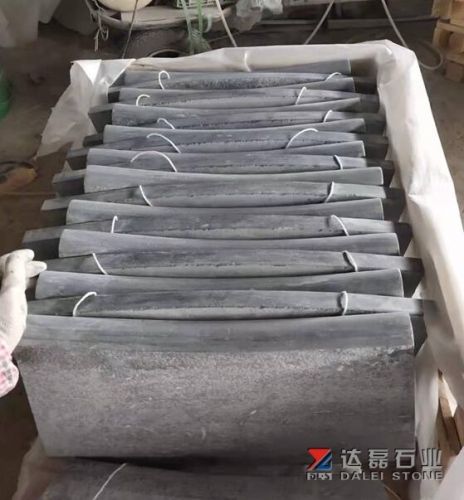 Blue Limestone Coping Tiles Bullnose Edge Flamed Brush