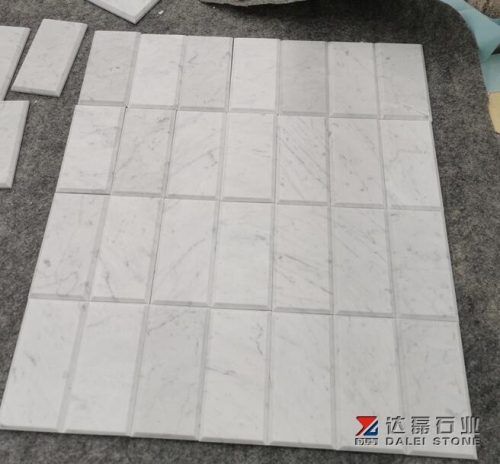 Carrara White Marble Thin Tiles 1cm Top Honed Big Chamfer