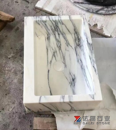 Lilac White Marble Square Basins Marble Sinks