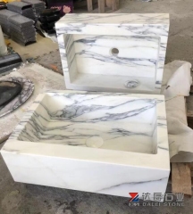 Lilac White Marble Square Basins Marble Sinks