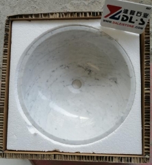 Carrara White Marble Round Sinks Basins Honed 400x400x120