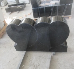 Indian Black Headstone Double Heart With Rose