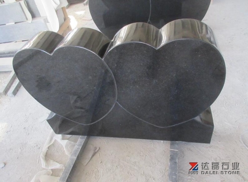 Indian Black Headstone Double Heart With Rose