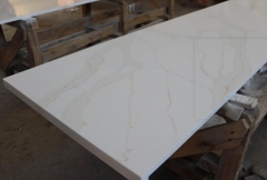 Calacatta White Quartz Slabs Flat Edge Countertops Spalash