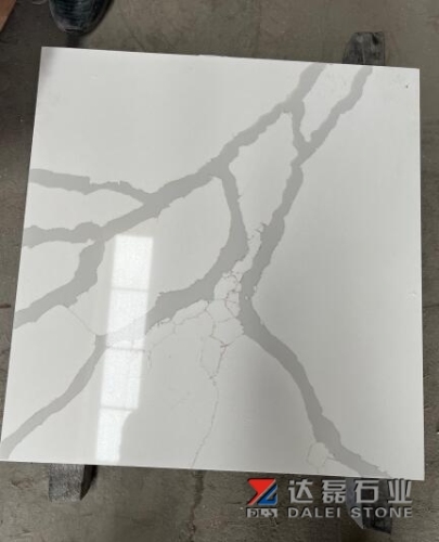 White Calacatta Quartz Kitchen Countertops With Sinks