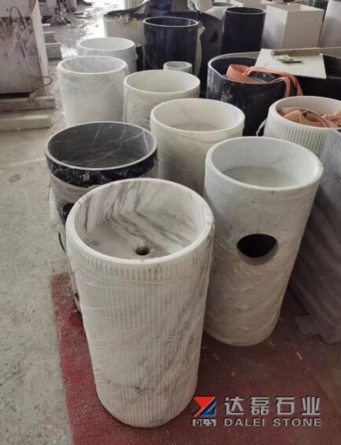 Carrara White Marble High Stand Wash Basins Sink