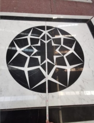 Carrara White and Nero Marquina Black Marble Waterjet Cut Round For Floor