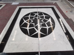 Carrara White and Nero Marquina Black Marble Waterjet Cut Round For Floor