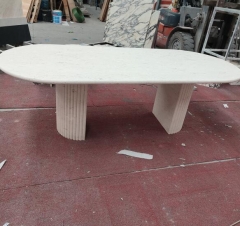 Beige Travertine Coffee Table With Special Design Chair