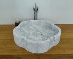 Carrara White Marble Basins Wholesale Flower Design