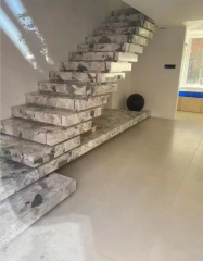 Panda Grey Marble Slabs And Tiles Polished For Steps Project