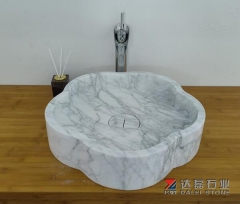 Carrara White Marble Basins Wholesale Flower Design