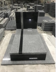 Jilin White Cover Indian Black Headstone Monuments