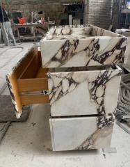 Calacatta Viola Marble Sinks With wooden drawers