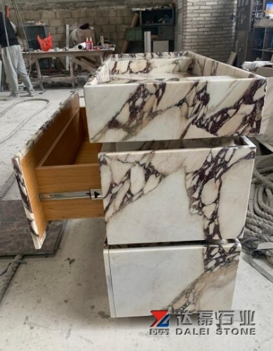 Calacatta Viola Marble Sinks With wooden drawers