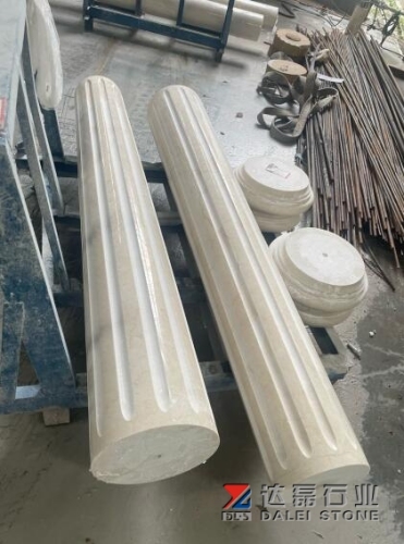 Euro Beige Limestone Columns Full Round Column Base
