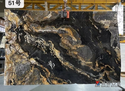 Golden Silk Black Goden and White Color Marble Big Slabs