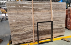 Iran Grey Travertine Big Slabs Selling From Dalei Stone Intsocking Yard