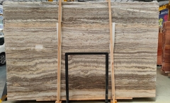 Iran Grey Travertine Big Slabs Selling From Dalei Stone Intsocking Yard