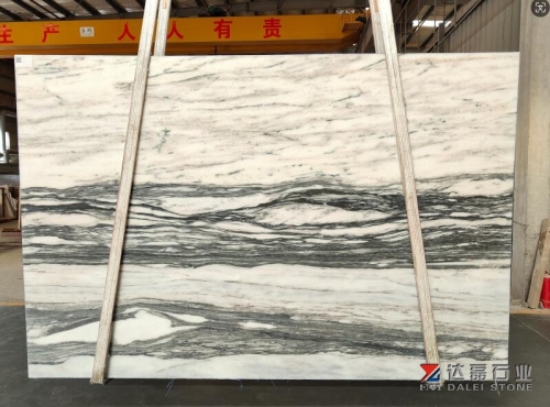 White and Grey Ink Marble Big Slabs Honed 2cm full Slabs