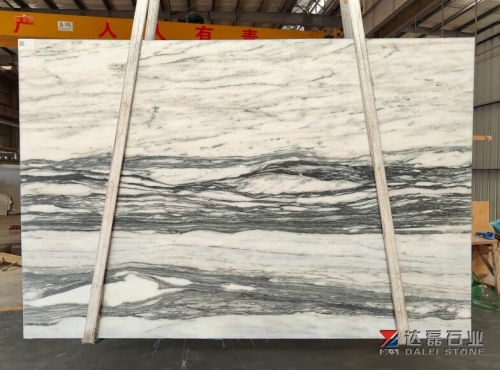 White and Grey Ink Marble Big Slabs Honed 2cm full Slabs