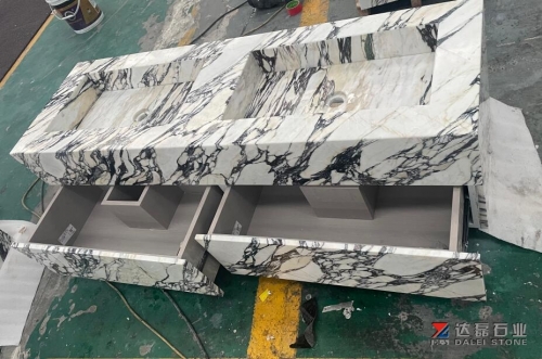 Calacatta Viola Marble Vanity Top Combine With Wooden Cabinet Cover Marble