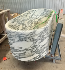 Italy Arabescato White Marble Bathtub