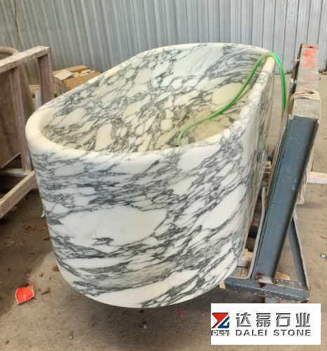 Italy Arabescato White Marble Bathtub