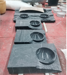 Nero Marquina Marble Basin Natural Split Countertops Sinks