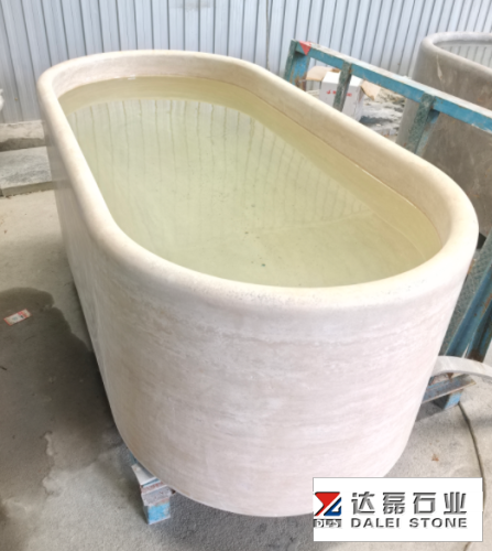 Italy Beige Travertine Bathtub Polished