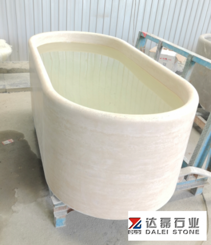 Italy Beige Travertine Bathtub Polished
