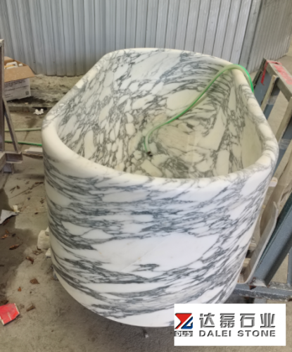 Italy Arabescato White Marble Bathtub