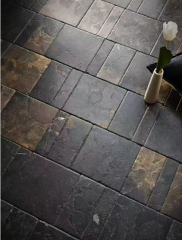 Grey Black Golden Color Limestone Leather and Tumble Finish Floor Tiles