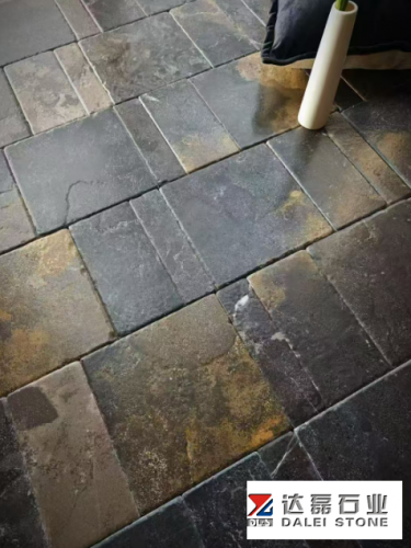 Grey Black Golden Color Limestone Leather and Tumble Finish Floor Tiles