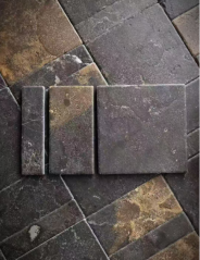 Grey Black Golden Color Limestone Leather and Tumble Finish Floor Tiles