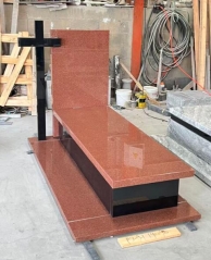 Karcci Red Granite Tombstone Indian Black Cross