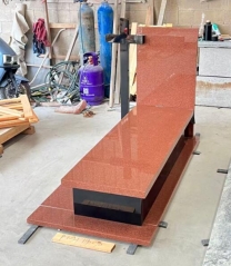 Karcci Red Granite Tombstone Indian Black Cross
