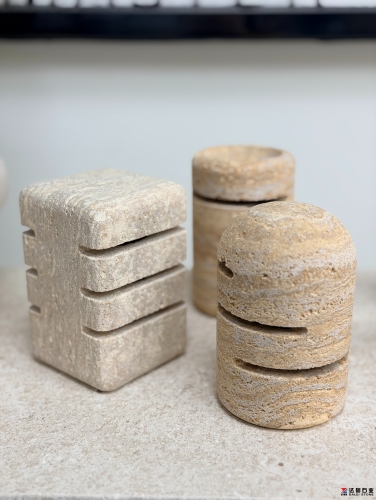 Natural Beige Travertine Table Lamp Modern Home Decor